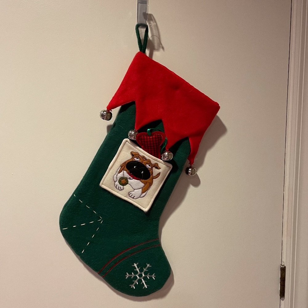 Almost new dog themed Christmas/holiday stocking
